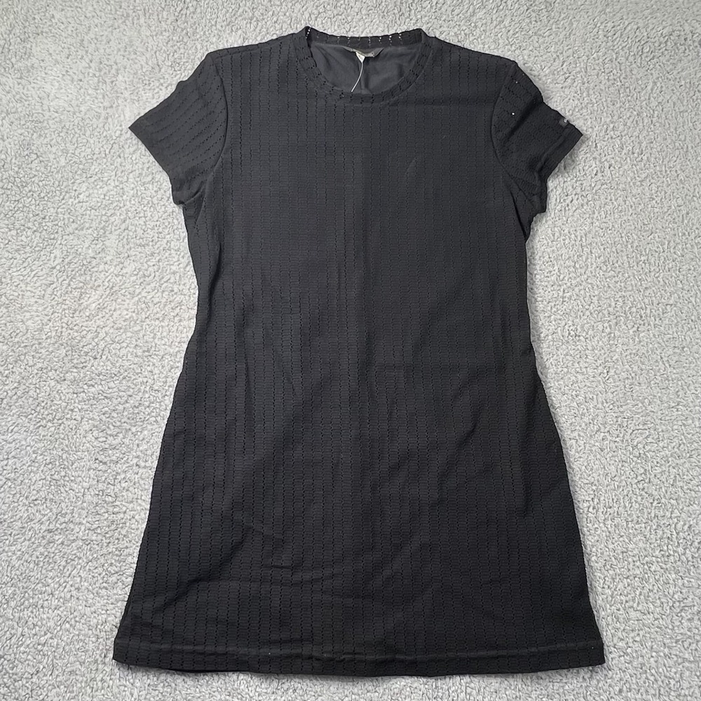 Guss Jeans Black Lace A-Line Dress 100% Nylon Mede in USA Women's Size L VTG NWT